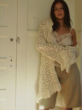 upcycled crochet kimono